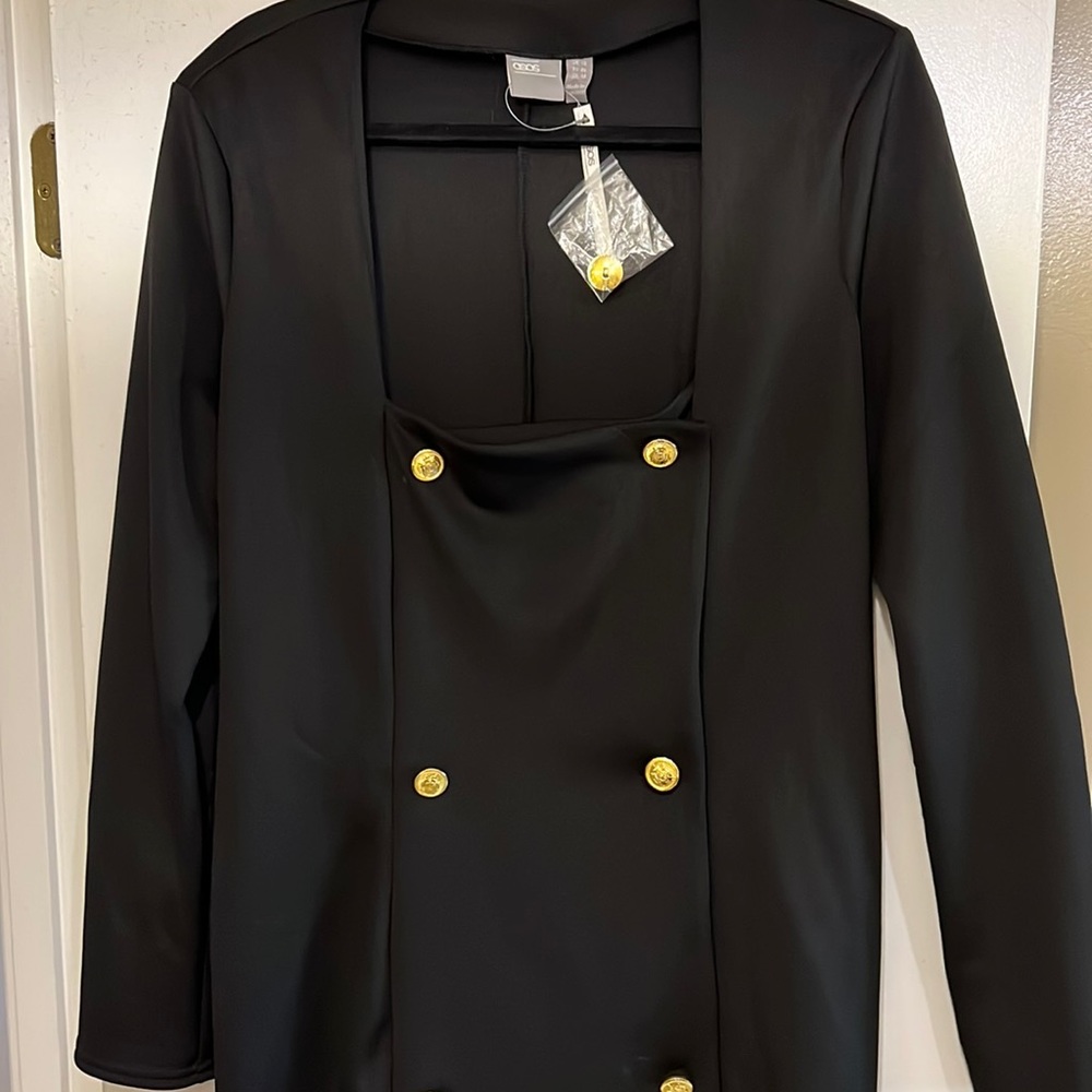 ASOS curvy black dress with gold buttons size 14 us.